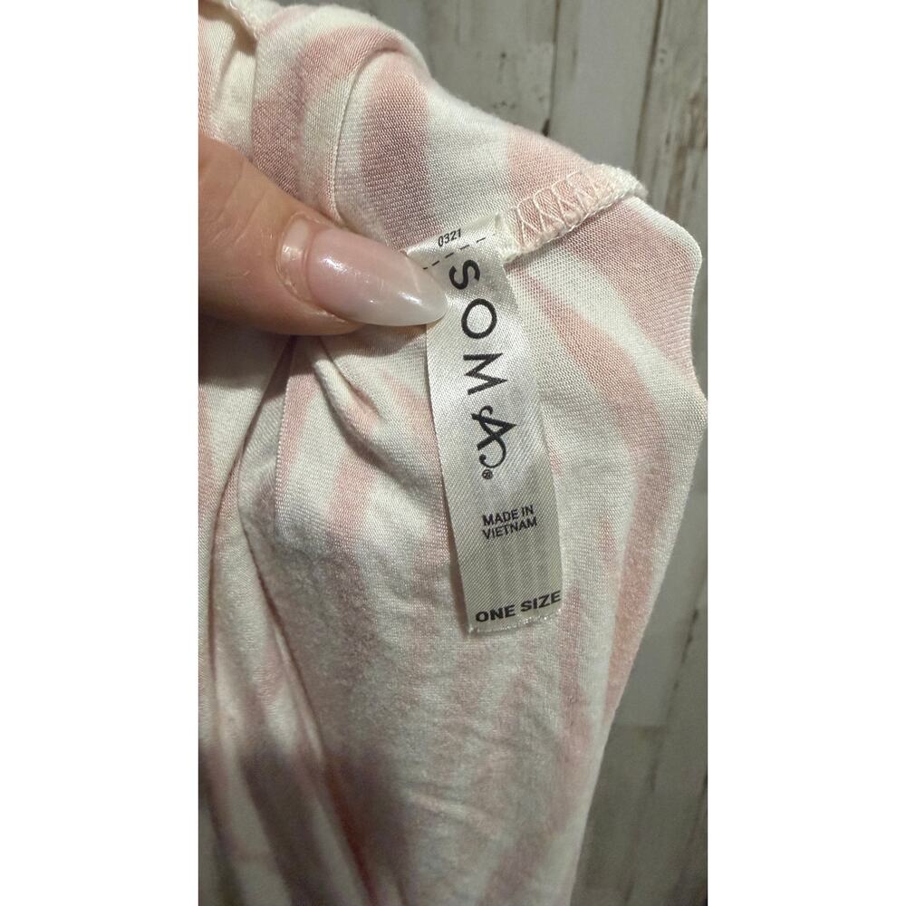 Soma Women’s Sleeveless Zebra-Print Sleep Dress - Pink/Cream - Picture 7 of 7